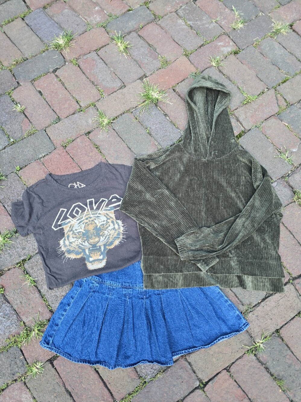 aerie Olive Green Corduroy Hoodie Top